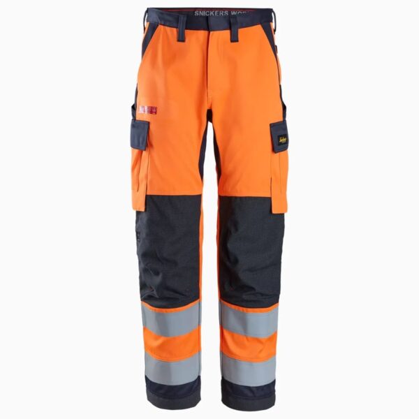 6366 SNICKERS ProtecWork Pantalon de travail, haute visibilité orange, Classe 2